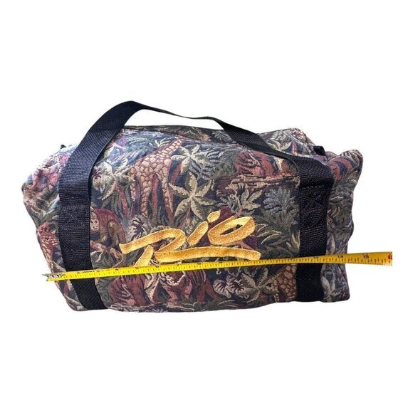 Vintage Rio Jungle Print Tapestry Weekender Luggage Duffel Bag With Black Straps - Picture 5 of 7